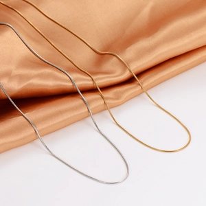 18K gold plated and silver 1mm thin stainless steel snake chain necklaces for women