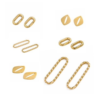 Stainless Steel Gold Plated Heart Round Pendant Necklace Minimalist Twisted Oval Jewelry Connector DIY Accessories