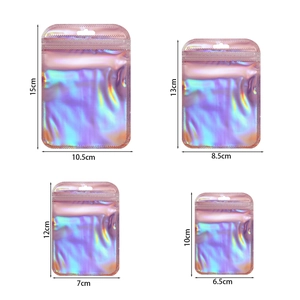 Set of four holographic resealable bags in various sizes for jewelry packaging