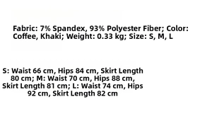 Size guide for women's high waist pencil skirt featuring fabric info and body measurements