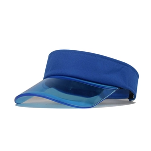 Vue latérale de la visière bleu roi avec bord translucide et bandeau textile