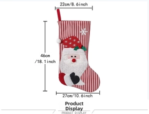 Detail of Christmas stocking with Santa Claus applique and dimension measurements