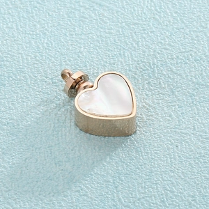 Polished rose gold heart cremation urn necklace pendant with white pearl inlay