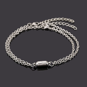 Minimalist double-layered stainless steel couple bracelets with magnetic capsule buckle