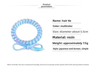 Élastique spirale bleu avec nœud, diamètre 5,5 cm en résine à effet brillant
