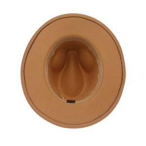 Internal view of fedora hat showing adjustable drawstring and moisture-wicking sweatband
