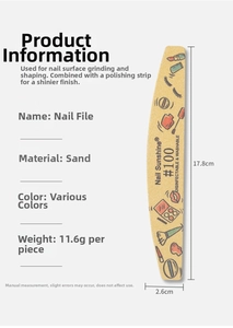 Detailed view of washable EVA nail files with grit specifications and dimensions