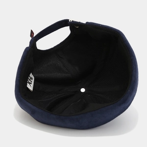 Dark blue dockers cap with breathable mesh lining and adjustable metal buckle
