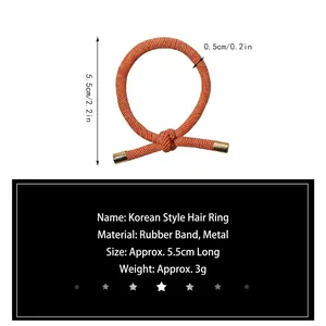 Caramel braided hair tie with gold metal clasp, high elastic knotted scrunchie, 5.5cm