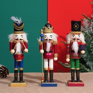 Traditional Wooden Nutcracker Soldier Ornaments Hand Painted Desktop Decor For Christmas Festive Home Tabletop
