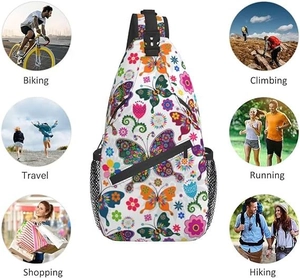 Vues détaillées du sac bandoulière à motif floral pour la randonnée et le cyclisme