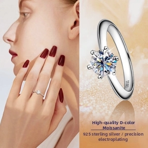 Detailed macro view of S925 sterling silver stamp on Moissanite diamond ring band