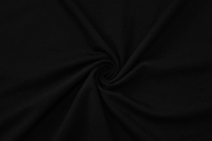 Detailed macro shot of the black ribbed knit fabric showing soft texture and drape