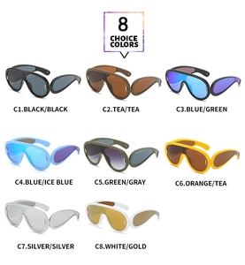 Collection of oversized Y2K fashion sunglasses showing eight trendy lens color options