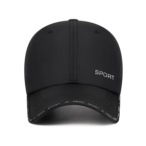 Black breathable sport cap with FEWK and SPORT letter printing for outdoor sun protection