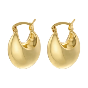 Minimalist golden teardrop earrings with a smooth metallic finish and French design aesthetic