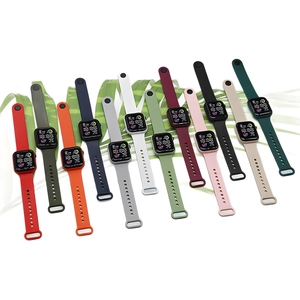 Digital sports watch for students with square dial and thirteen silicone band color options