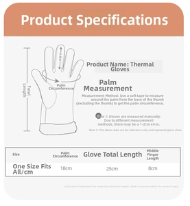 Größentabelle für Damen-Winterhandschuhe mit Details zu Handflächenumfang und Länge