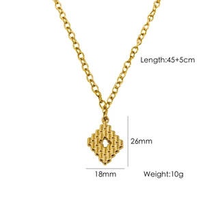 14K gold plated stainless steel sunstone necklace with geometric diamond pendant dimensions