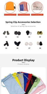 Detailed microfiber pouch options with spring buckles and custom printing processes