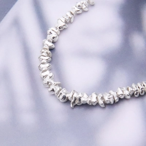 S925 sterling silver irregular nugget beads for DIY handmade jewelry and bracelet making