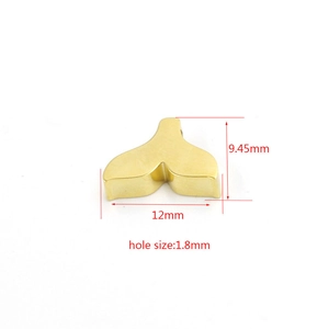 Polished gold whale tail charm with 12mm width and 1.8mm hole size for DIY jewelry