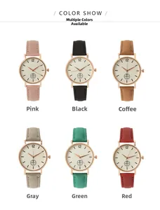 Variedad de elegantes relojes de cuarzo para mujer con correas de cuero de colores y diales