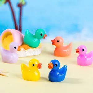 Set of 6 colorful resin mini ducks for micro landscapes and creative home decor crafts
