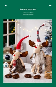Ensemble de poupée en peluche de renne de Noël décoration de fête mignonne peluche