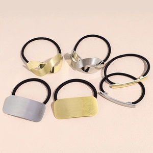Minimalist Metal Geometric Hair Ties Women High Elasticity Ponytail Holders Gold Silver Simple Alloy Hair Accessories
