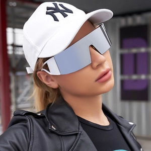 Sports Shield Sunglasses Wrap Around Oversized Future Fashion Goggles PC Frame UV400 Protection Outdoor Cycling Sun Glasses For Women