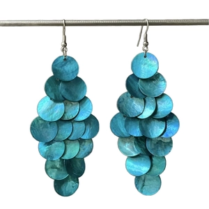 Boucles d'oreilles géométriques en nacre bleue, style vacances à la plage