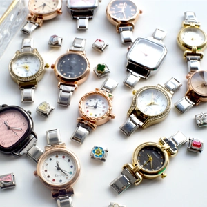 Womens fashion quartz watch collection with various metal cases and DIY charm bracelets
