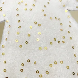 Mini LED Christmas tree with white felt and gold sequins for festive tabletop decoration