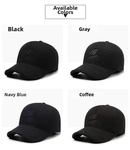 Detailansicht der Baseballkappen aus Wollmischung in Schwarz, Grau, Navy und Braun