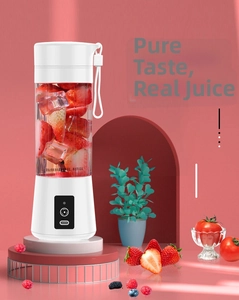 Detail of portable blender base showing Type-C charging port and silicone carry strap