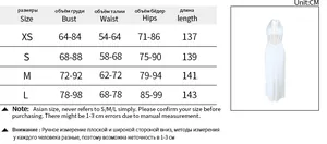 Detailed size chart for the backless pleated evening dress in XS-L with CM measurements