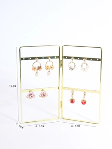 Folding metal jewelry rack with precise 16cm height and 8.5cm width dimensions