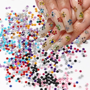 Colorful flatback nail art rhinestones kit with various sizes for DIY manicure designs