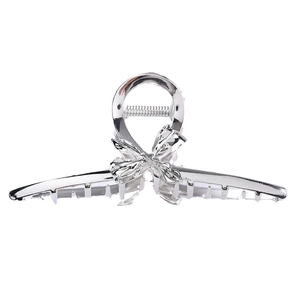Elegant silver metal butterfly hair claw clip for women with a sleek minimalist design