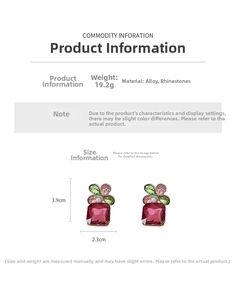 Detailed view of flower earrings with pink stone and pearls showing 3.9cm size