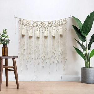 Handmade Bohemian Macrame Wall Hanging Large Cotton Rope Woven Tapestry Geometric Tassel Fringe Decor For Bedroom Living Room
