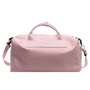 Pink large capacity sports gym bag with waterproof fabric and adjustable shoulder strap