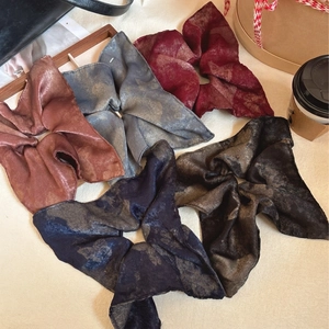 Retro marble texture large fabric scrunchies in five vintage colors for hair styling