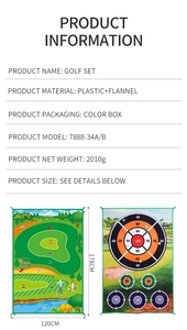 Especificaciones del set de golf para interiores con alfombras de impacto grandes de franela