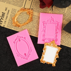 DIY vintage photo frame silicone cake mold for elegant fondant and clay craft decoration