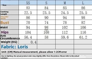 Detailed size chart for the women's fashion mini blazer dress showing measurements in CM