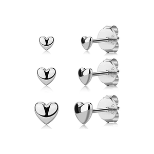 Detail view of S925 sterling silver heart earrings set with 925 hallmarks