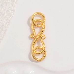 Polished golden S-shape lobster clasp connector for DIY necklaces and bracelets