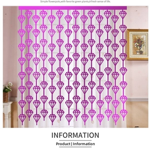 Detail of purple diamond-shaped beaded curtain for festive party wall decoration